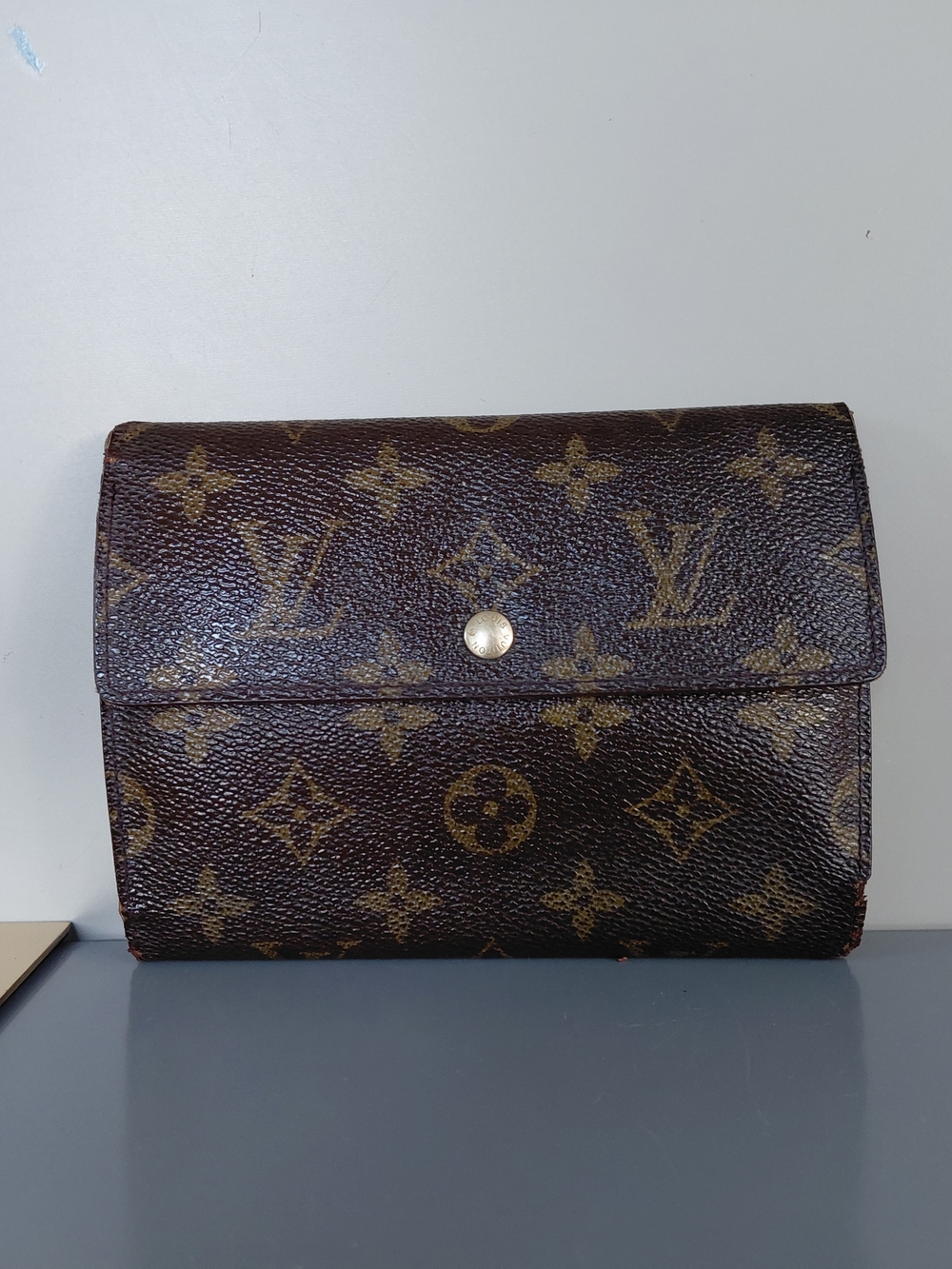 Louis Vuitton Brown Classic Signature Monogram Porte Wallet with Gold Snap